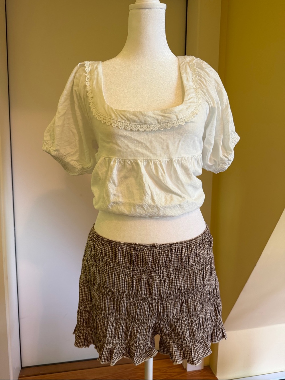 Brown Gingham Shorts